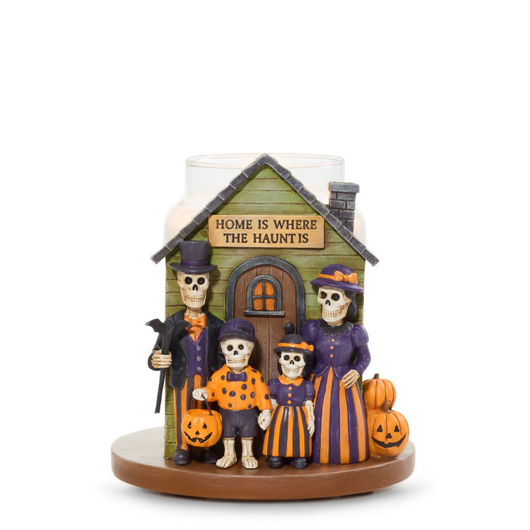 Bonebury Lane Haunted House Jar Candle Holder T5
