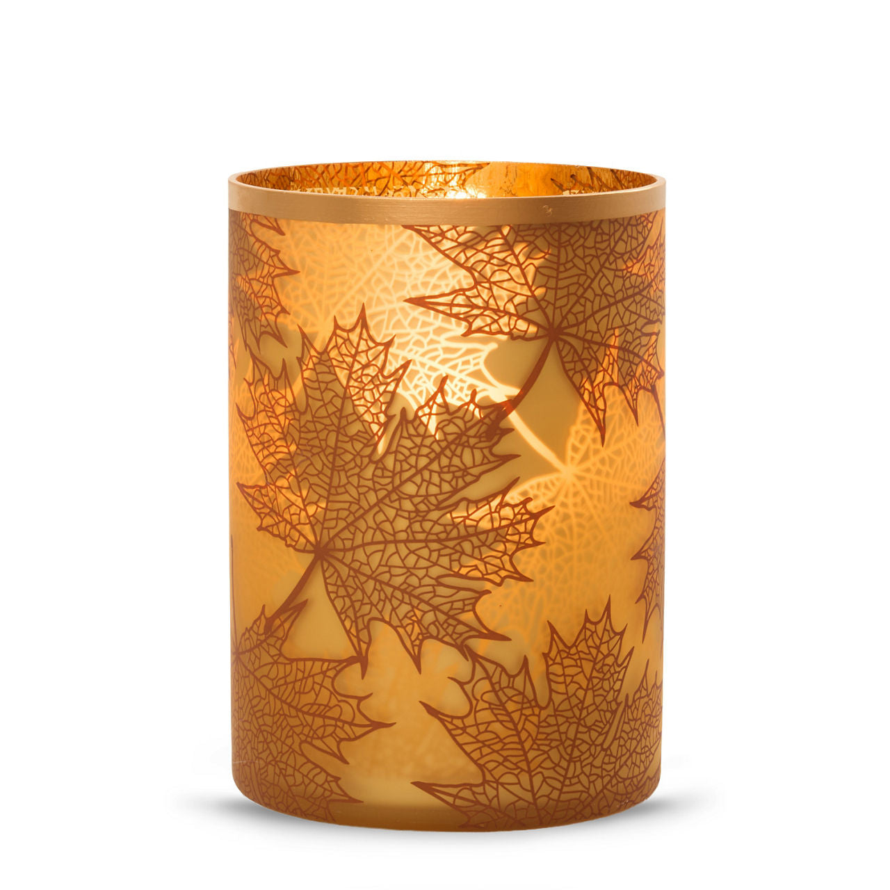 Crackle Leaves Jar Candle Holder